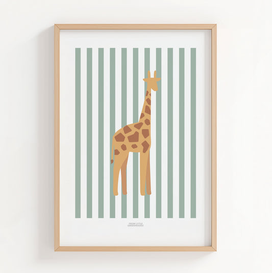 Children's Striped Giraffe Print - Teal