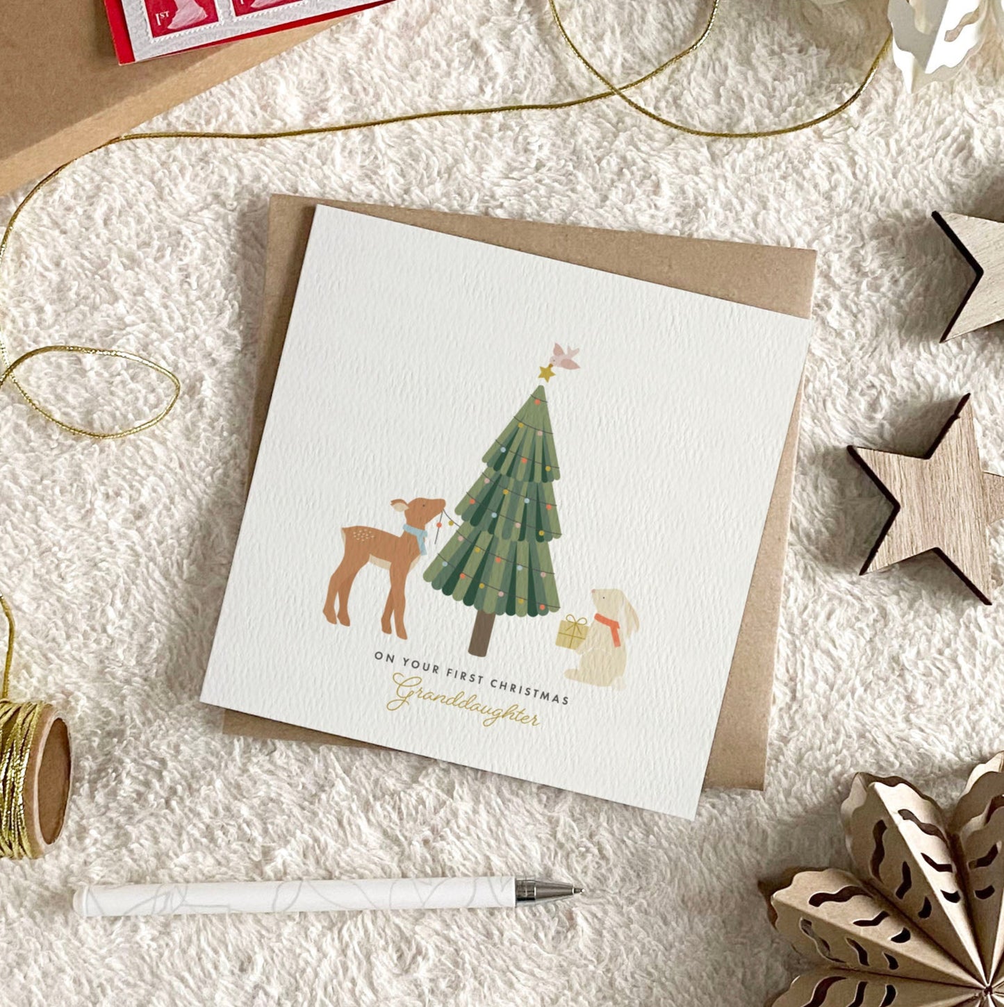 Girl's Personalised Winter Woodland Christmas Card