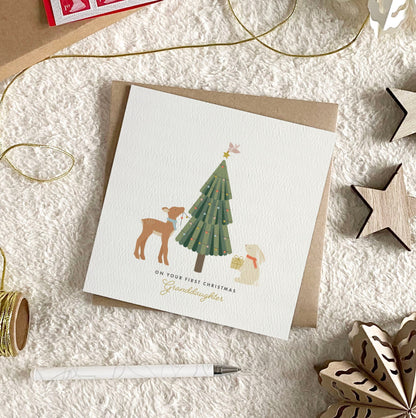 Girl's Personalised Winter Woodland Christmas Card