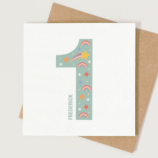 Kid's Age Birthday Card - Green