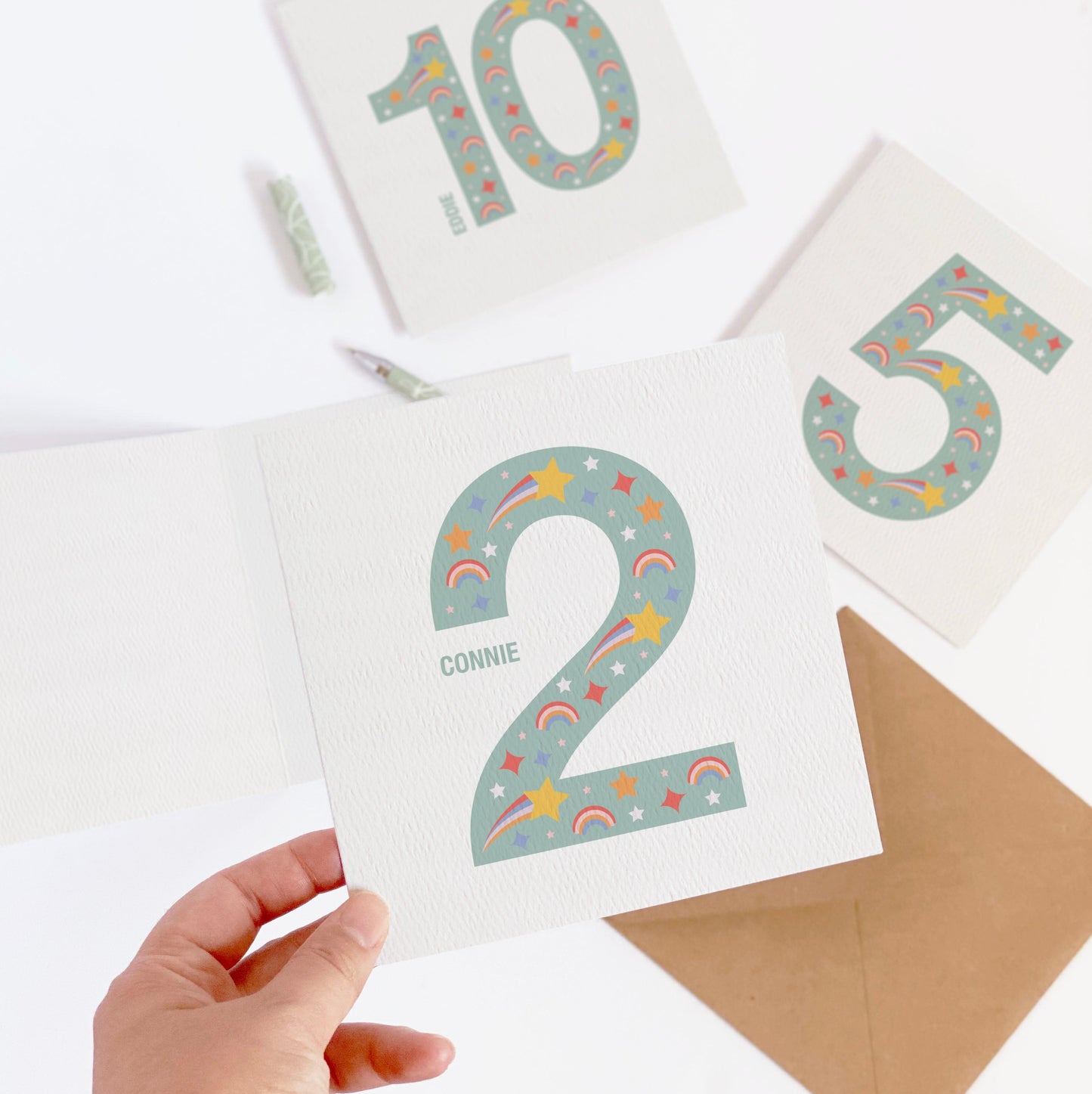 Kid's Age Birthday Card - Green