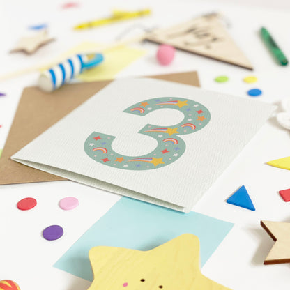 Kid's Age Birthday Card - Green