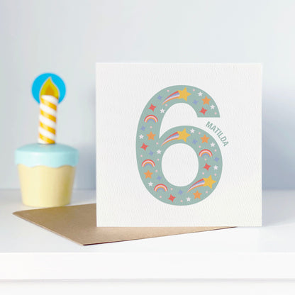 Kid's Age Birthday Card - Green