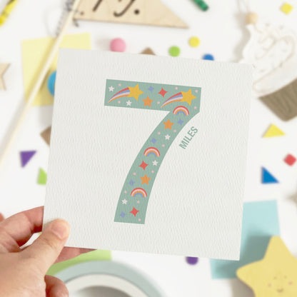 Kid's Age Birthday Card - Green
