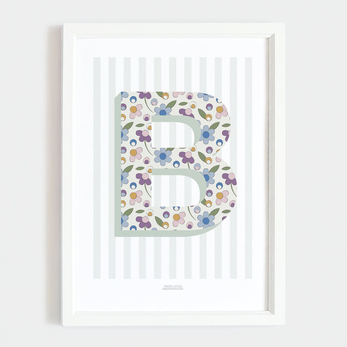 Ditsy Flower Initial Print - Pink Stripes