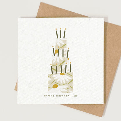 Personalised Daisy Birthday Cake Card for her