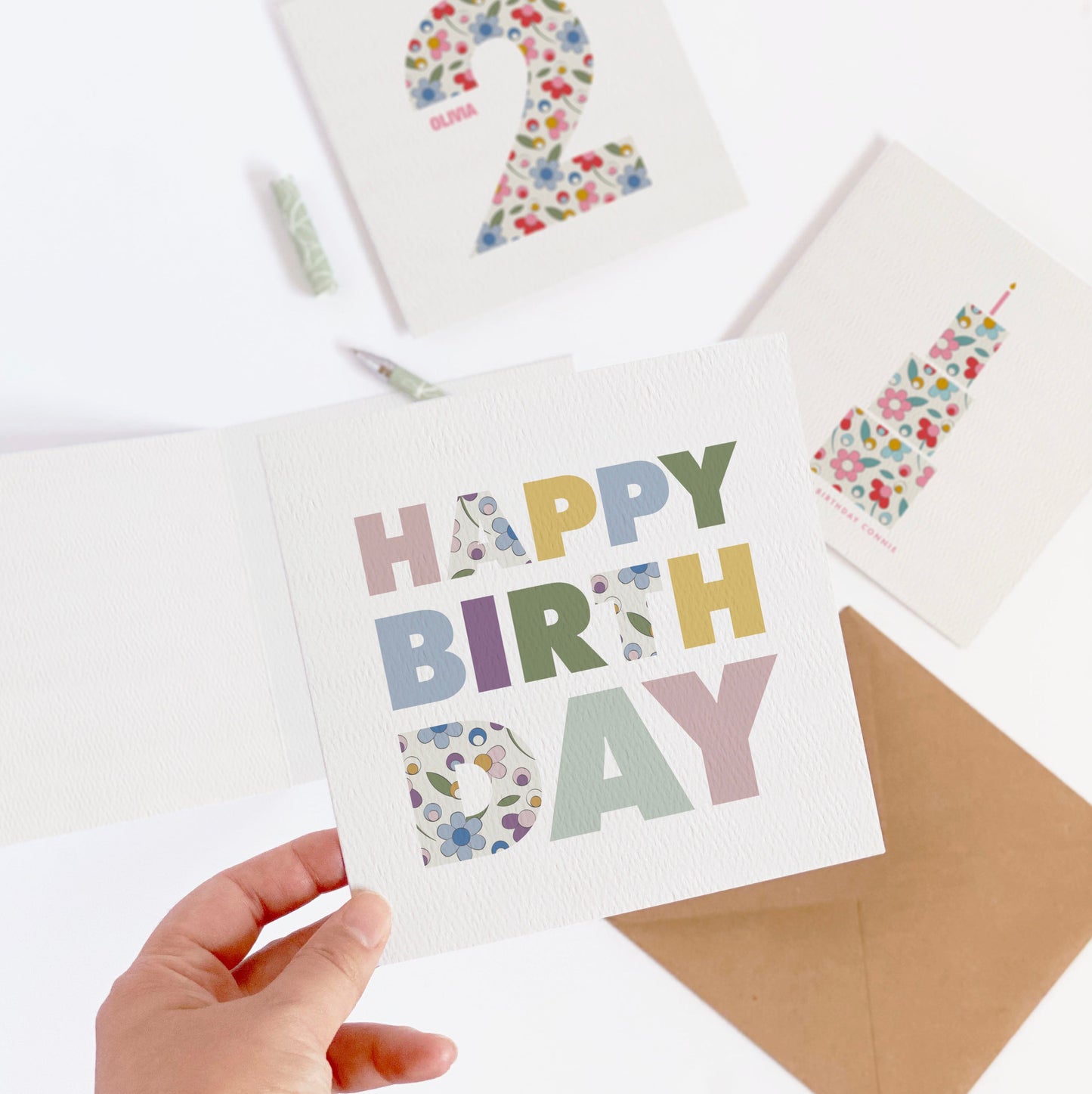 Ditsy Flower Happy Birthday Card