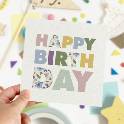 Ditsy Flower Happy Birthday Card