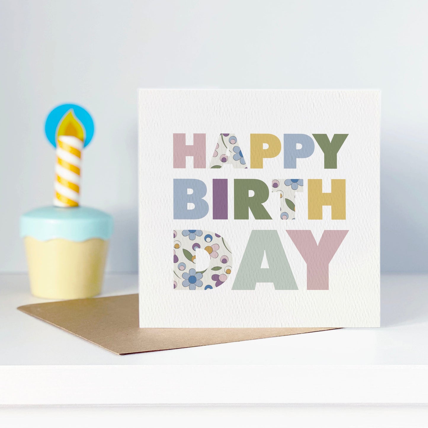 Ditsy Flower Happy Birthday Card