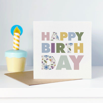 Ditsy Flower Happy Birthday Card