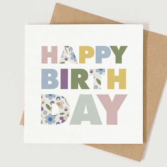 Ditsy Flower Happy Birthday Card