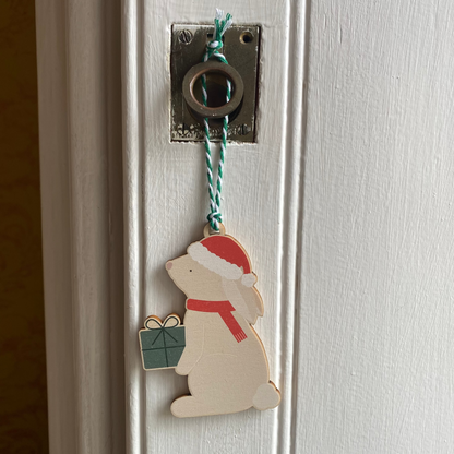 Children's Wooden Bunny Christmas Tree Decoration - with option to add to a Personalised Christmas Card