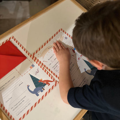 Dinosaur Themed Children's Letter to Santa with Envelope