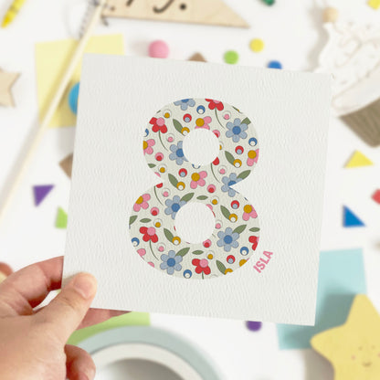 Personalised Ditsy Flower Age Birthday Card for Girls
