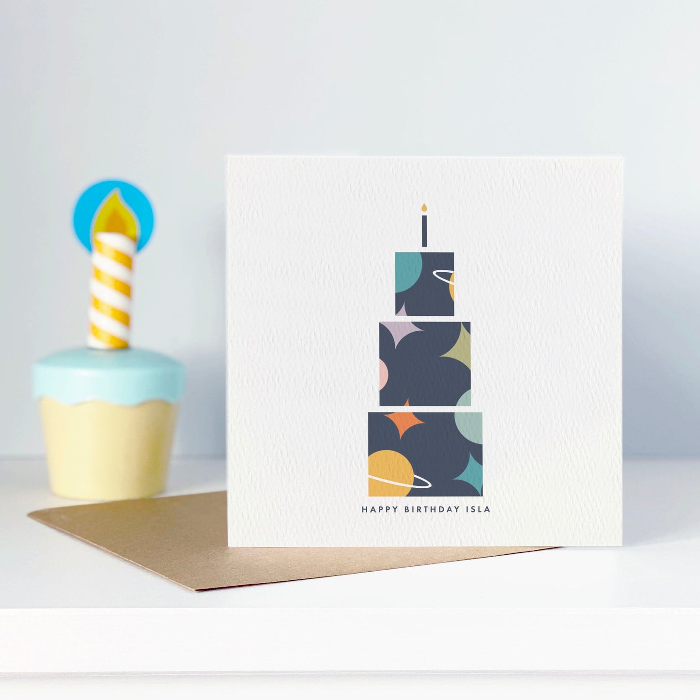 Space Birthday Cake Card
