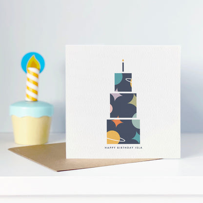 Space Birthday Cake Card