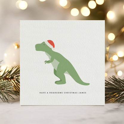 Children's Wooden Dinosaur Christmas Tree Decoration - with option to add to a Personalised Christmas Card