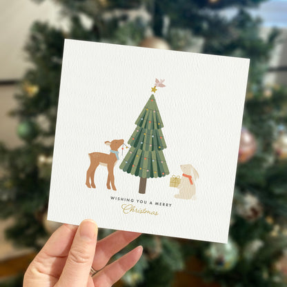 Girl's Personalised Winter Woodland Christmas Card