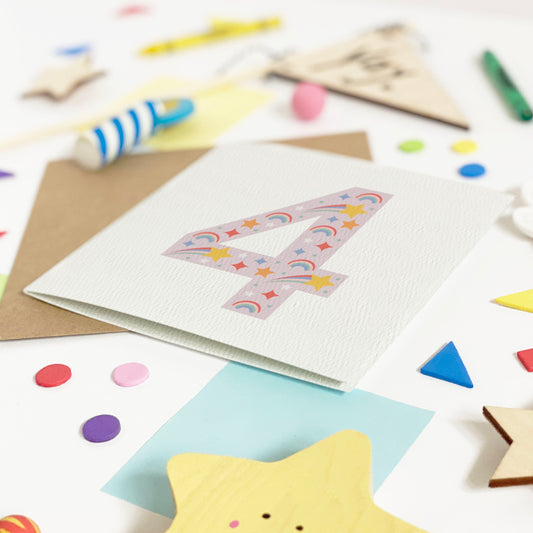 Personalised Girl's Age Birthday Card - Purple