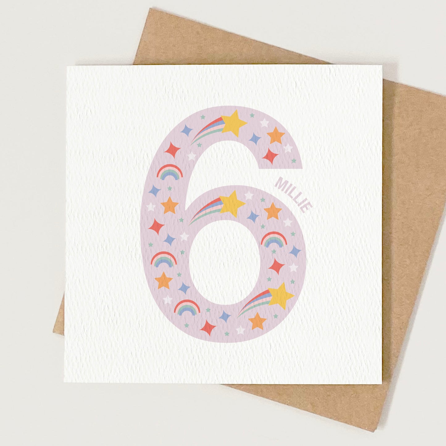 Personalised Girl's Age Birthday Card - Purple