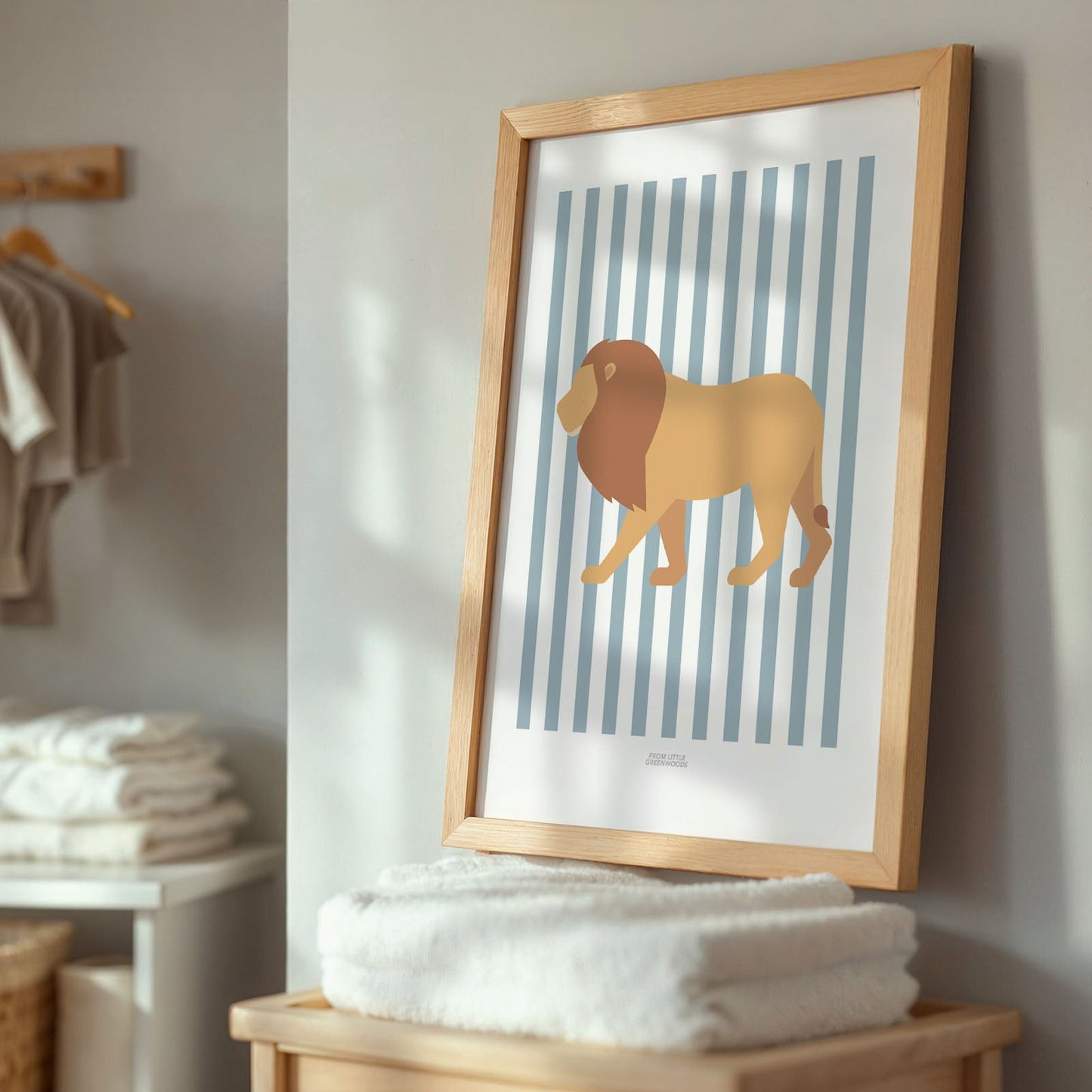 Children's Striped Lion Print - Light Blue