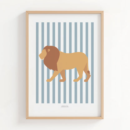 Children's Striped Lion Print - Light Blue