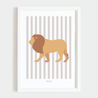Children's Striped Lion Print - Grey