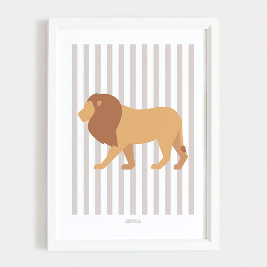 Children's Striped Lion Print - Grey