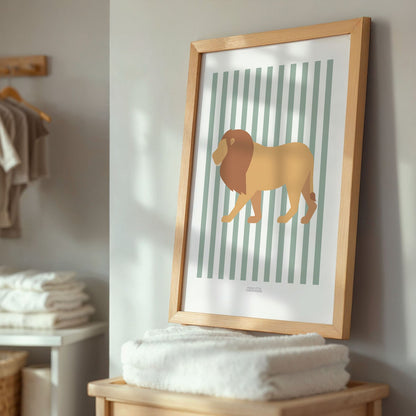 READY TO POST - A4 Striped Lion Print