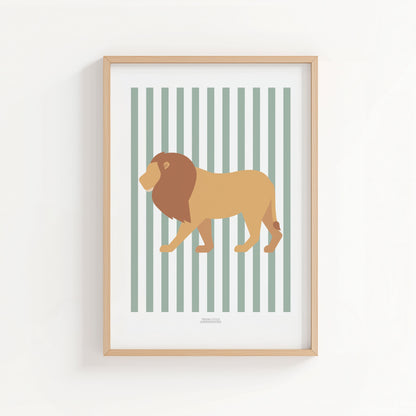 READY TO POST - A4 Striped Lion Print