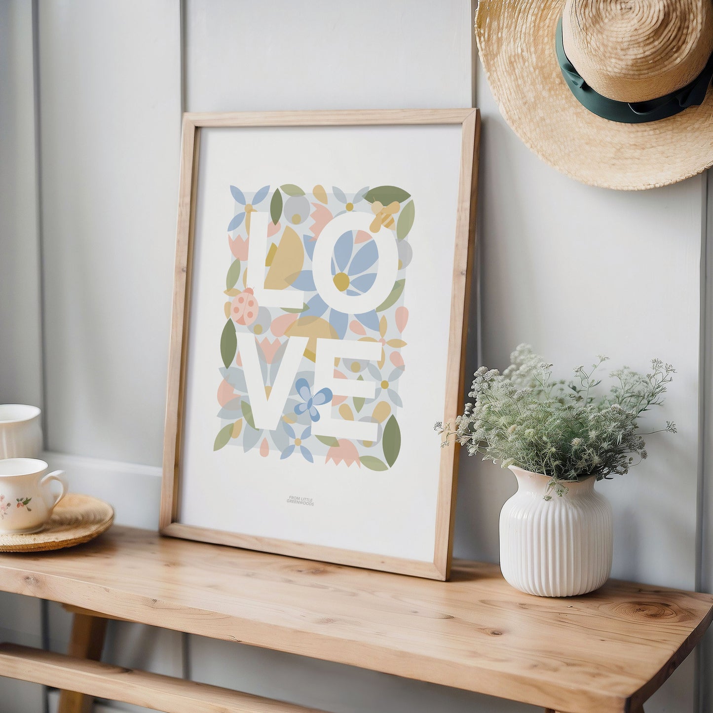 Floral Love Word Print