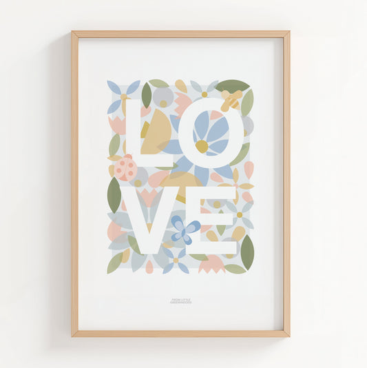Floral Love Word Print