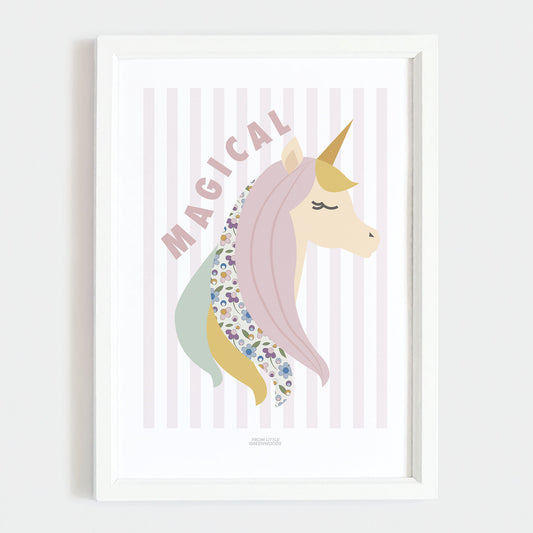 Unicorn Print - Pink Stripes