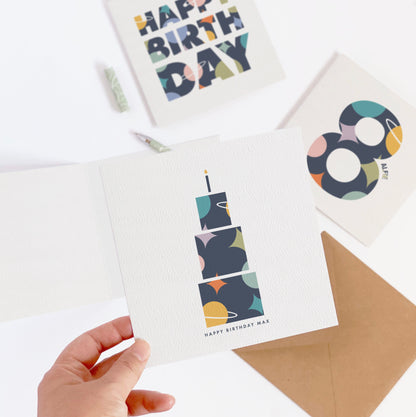 Space Birthday Cake Card