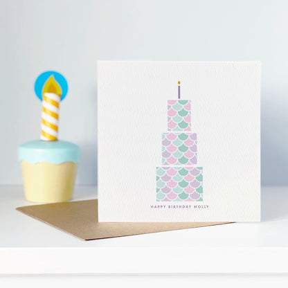 Personalised Mermaid Girl's Birthday Cake Card