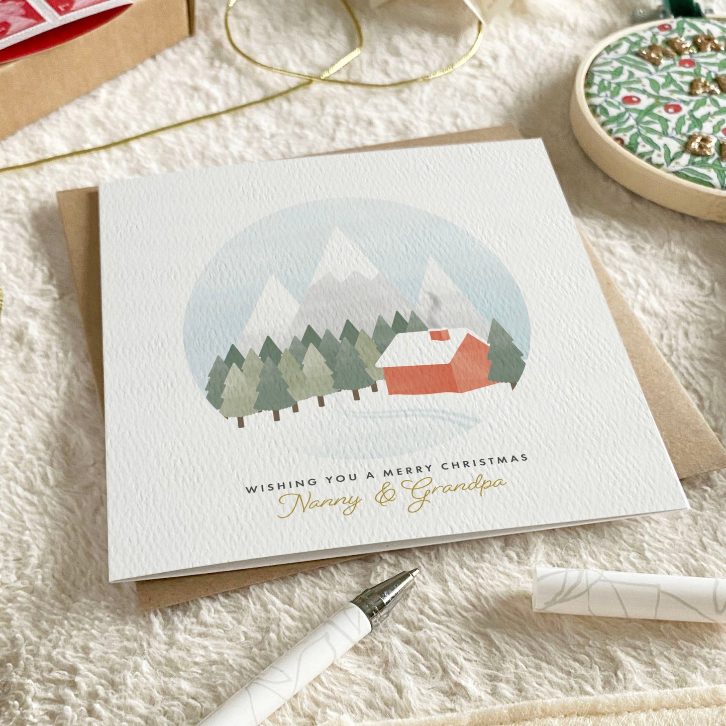 Personalised Scandi Winter Scene Christmas Card