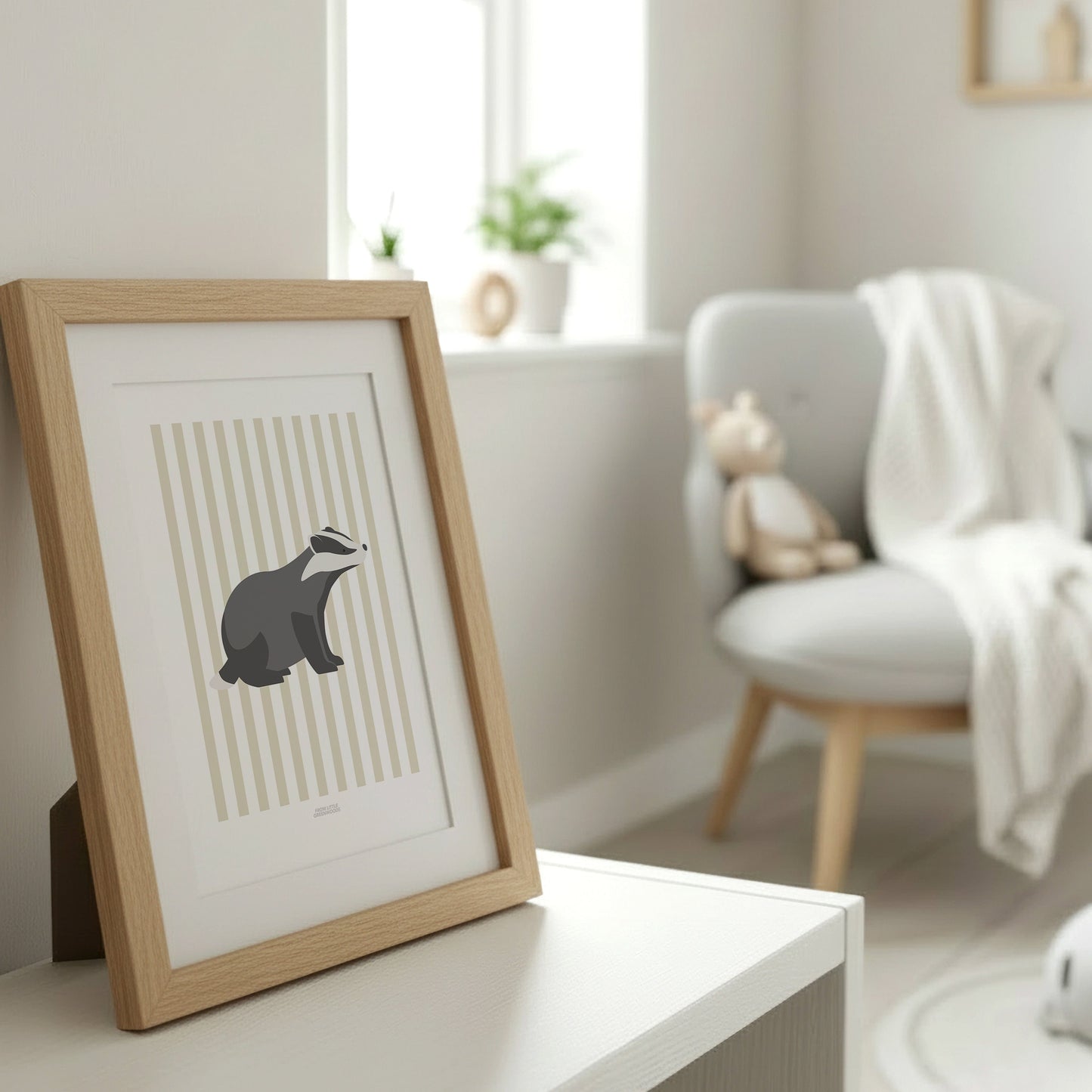 READY TO POST - A5 Striped Badger Print