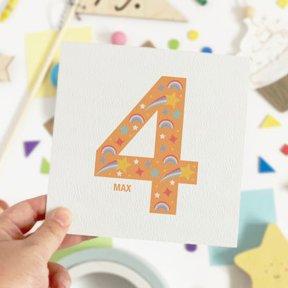 Children's Age Birthday Card - Orange