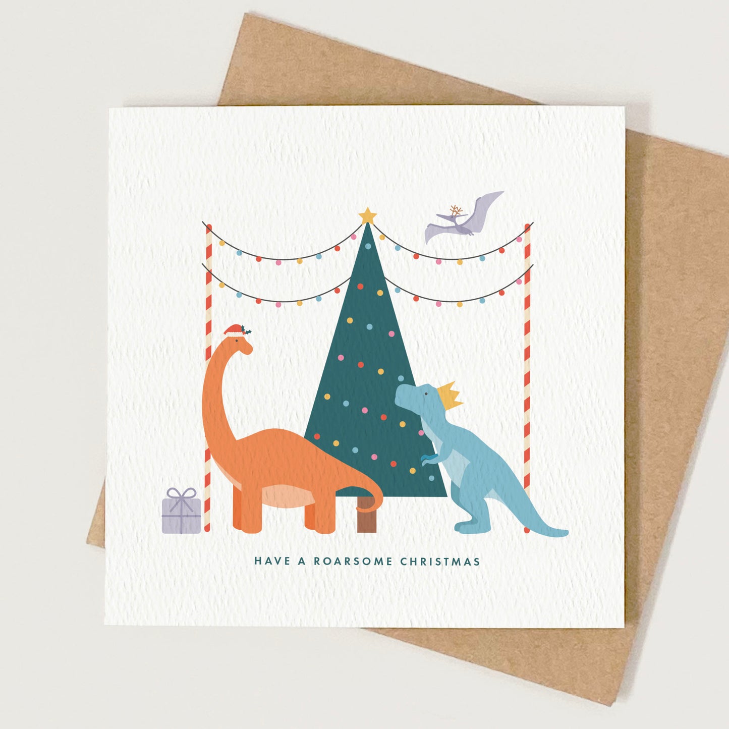 Girl's Dinosaur Christmas Card