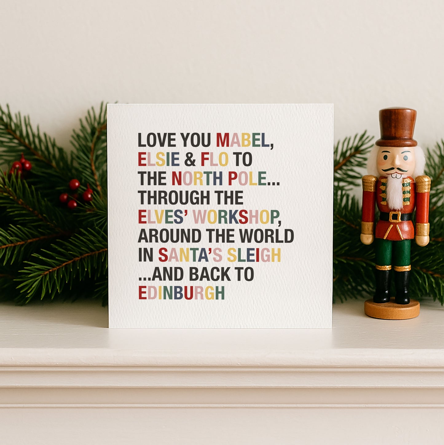 Love You to the North Pole & Back Personalised Girl's Christmas Card - with Pink