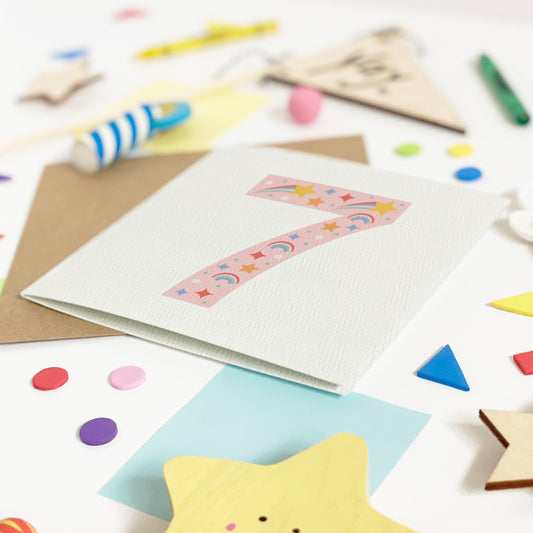 Girl's Age Birthday Card - Pink