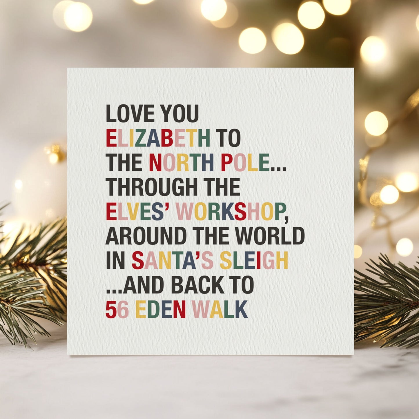 Love You to the North Pole & Back Personalised Girl's Christmas Card - with Pink