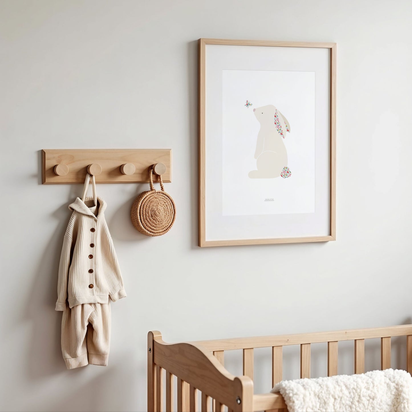 Pink Ditsy Flower Bunny Print