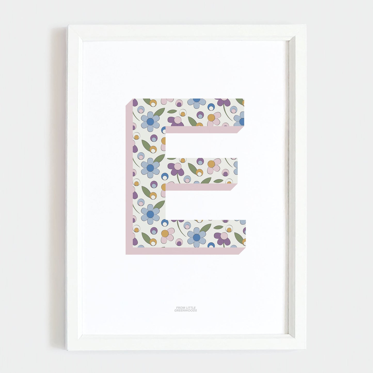 Ditsy Flower Initial Print - Pink Stripes