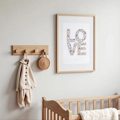 Pink Ditsy Flower Love Word Print