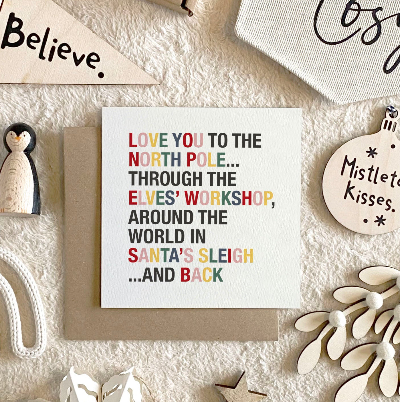 4 Pack of Love You to the North Pole & Back Christmas Cards - with Pink