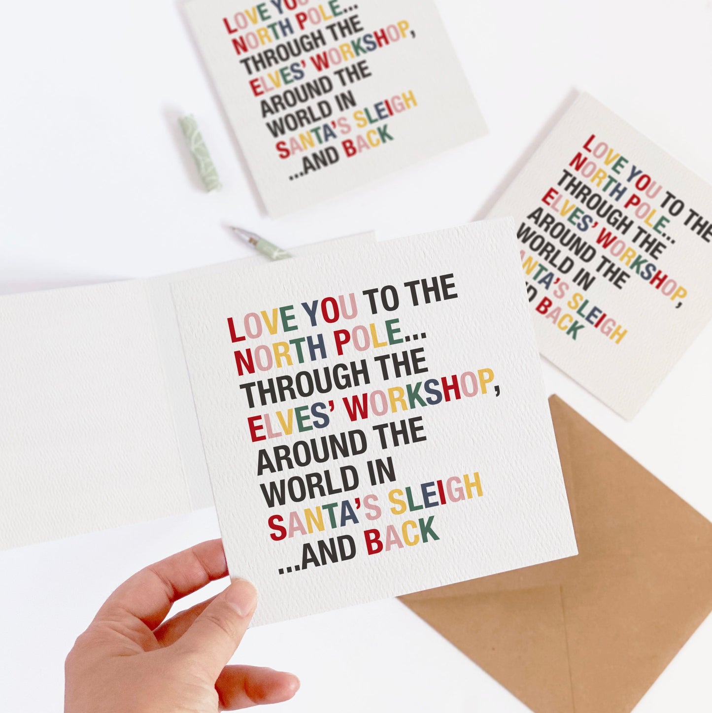 4 Pack of Love You to the North Pole & Back Christmas Cards - with Pink