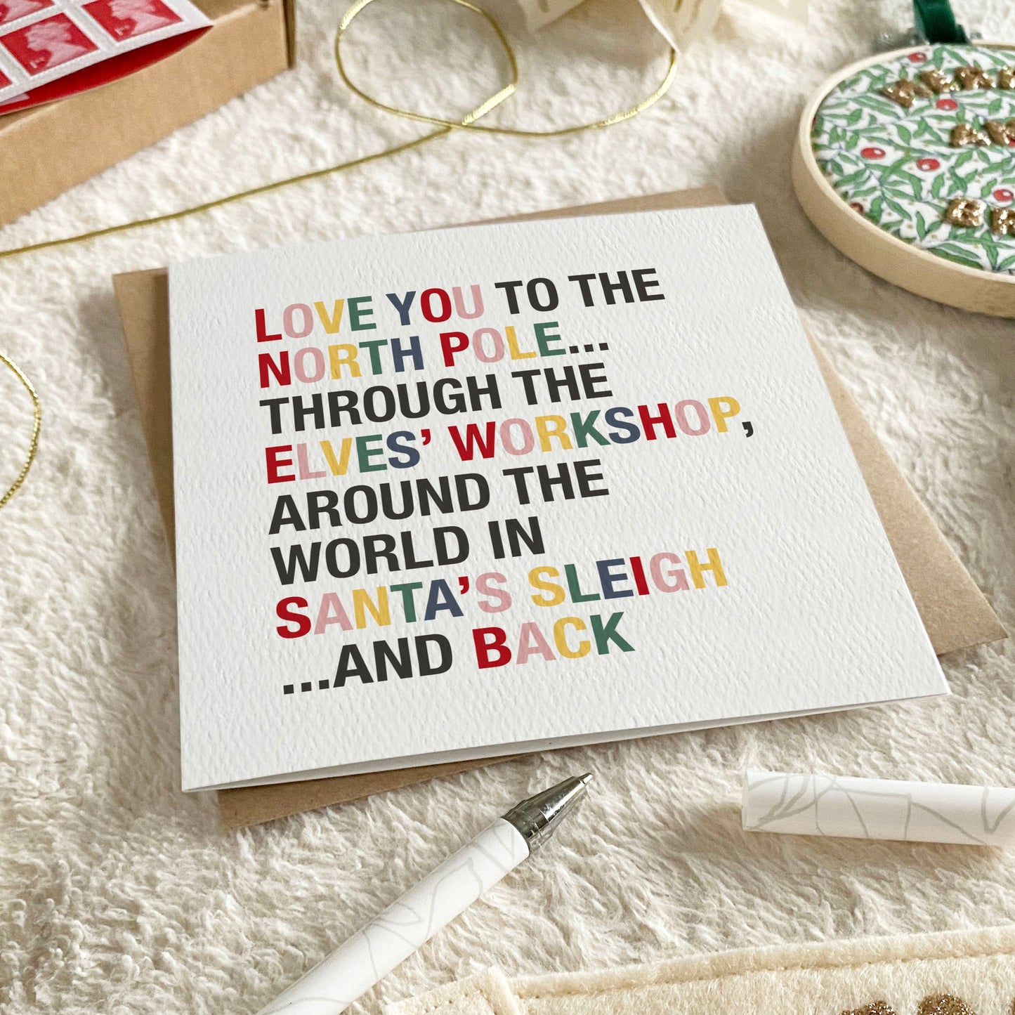 4 Pack of Love You to the North Pole & Back Christmas Cards - with Pink