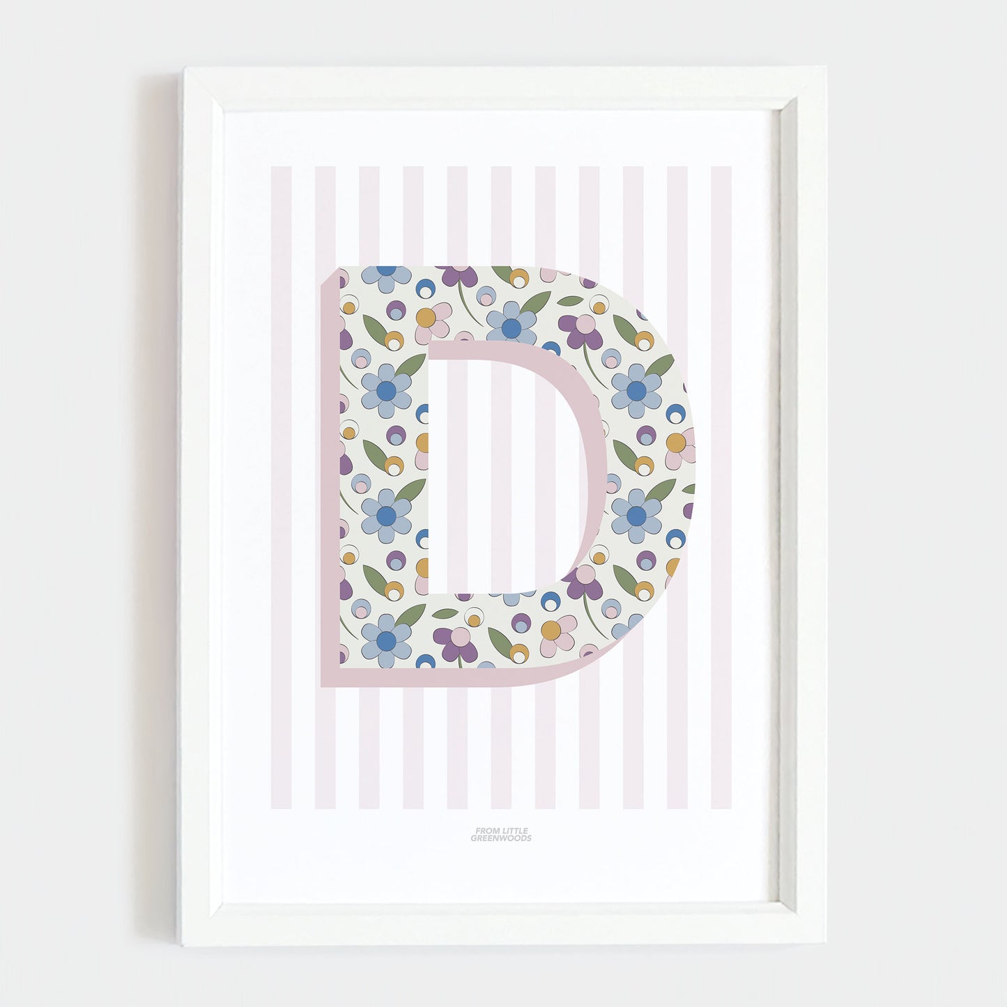 Ditsy Flower Initial Print - Pink Stripes