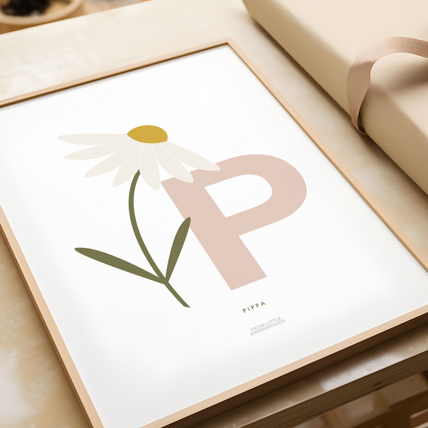 Single Stem Daisy Initial Print